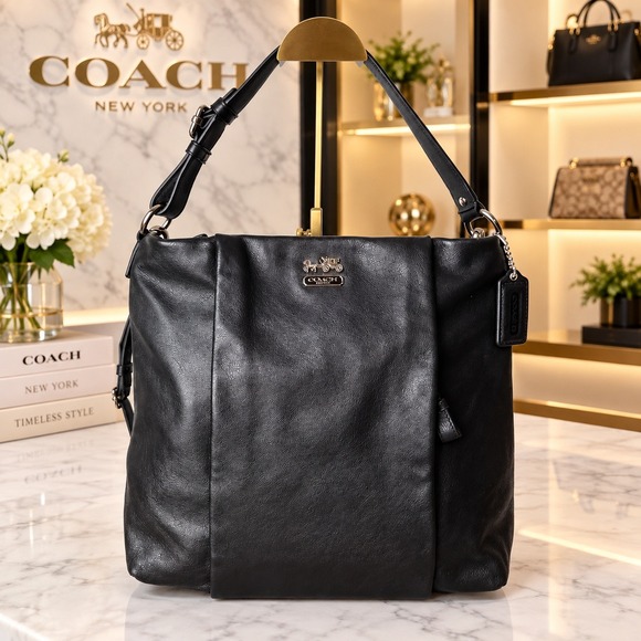 Coach Handbags - Coach Madison Isabelle Black Leather Hobo Shoulder Bag 21224